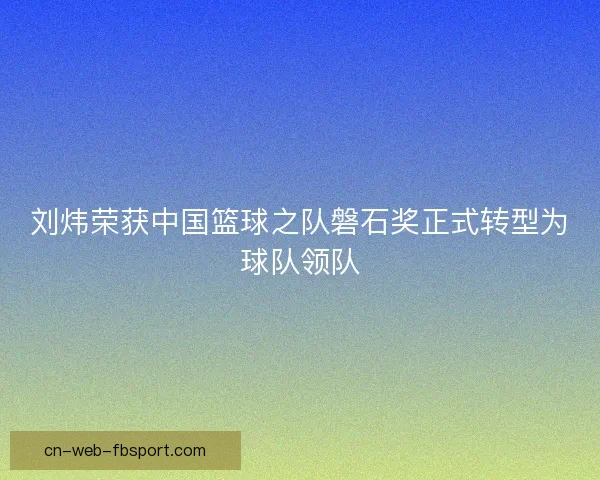 刘炜荣获中国篮球之队磐石奖正式转型为球队领队
